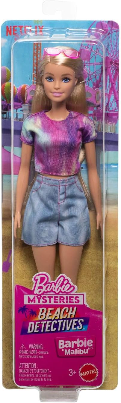 Barbie Mysteries: Beach Detectives Barbie “Malibu” Fashion Doll Wearing Removable Signature Outfit with Accessories, Including Sunglasses, JFV63 Main image