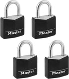 Master Lock 131Q 1-3/16" Wide Weatherproof Solid Body Padlock; 4 Pack