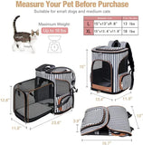 Lekereise Large Cat Backpack Expandable Pet Backpack Carrier For Small Medium Dogs Cats Striped