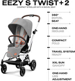 CYBEX Eezy S Twist +2 V2 Baby Stroller with 360° Rotating Seat for Infants 6 Months and Up - Compatible with CYBEX Car Seats Lava Grey