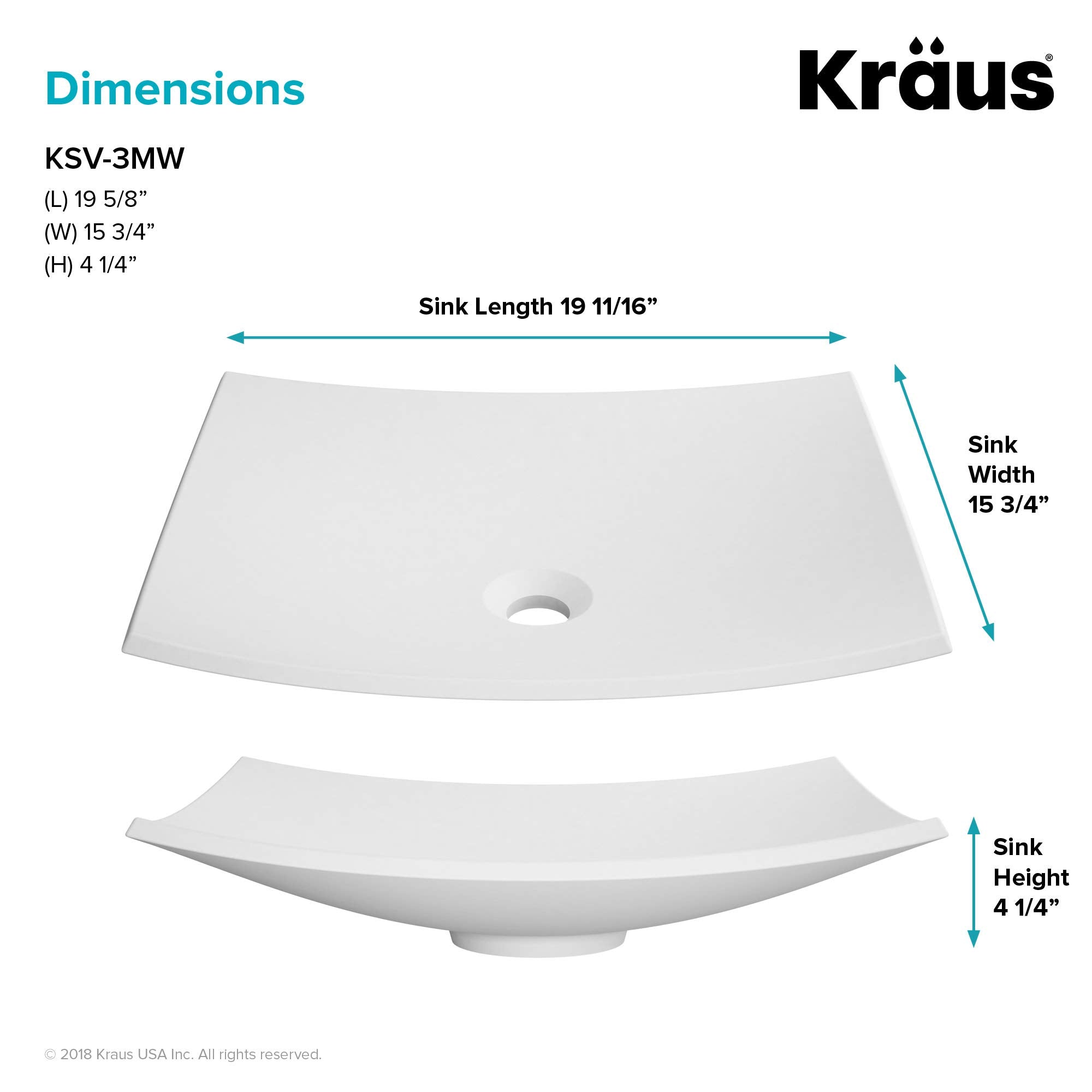 Kraus KSV-3MW Natura Bathroom Sink, Rectangular 19.5 x 15.7 Inch Secondary image
