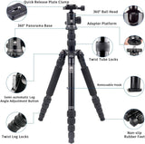 SIRUI Tripod for Camera, 2-in-1 Aluminum Camera Tripod Monopod, Compact Travel Tripod with 360 Panorama Ball Head, Professional Tripod for DSLR Video Camcorders 17,6lbs Load (MT1005+M10)