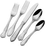 Wallace Hotel Lux 77-Piece 18/10 Stainless Steel Flatware Set, Silver, Service for 12