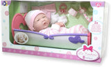 JC Toys 18578 - La Newborn | 10 piece Layette Deluxe Rocking Crib Gift Set | 14" Life-Like Original Vinyl Newborn Doll w/Accessories | Pink | Waterproof | Ages 2+