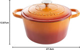 CROCK POT 109469.02 Artisan 5 Quart Round Enameled Cast Iron Dutch Oven Sunset Orange