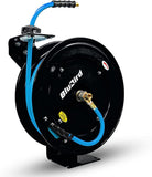 BLUBIRD BBR3850 20ga. Retractable Hose Reel with 1/2" X 50' Air Hose, 12 Point Ratcheting Gear, Next-Gen Rubber, Lightest, Strongest, Most Flexible, 300 PSI, 50F to 190F Degrees, Polyester Braided-JE