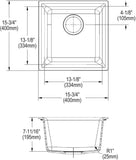 Elkay Quartz Classic ELG1616GR0 Greige Single Bowl Dual Mount Bar Sink