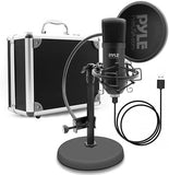 Pyle PDMIKT100 USB Microphone Podcast Recording Kit - Audio Recording Cardioid Condenser Mic w/Stand, Gooseneck Pop Filter, For Gaming, Desktop,Streaming, Studio, Works w/Windows PC, Laptop, Mac