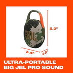 JBL Clip 5 - Ultra-Portable, Waterproof & Dustproof Bluetooth Speaker, Big Pro Sound with Punchy bass, Integrated Carabiner, Up to 12 Hours of Play, Made in Part with Recycled Materials SQUAD