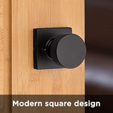 Kwikset Pismo Interior Passage Door Knob, Handle For Closet and Hallway Doors, Non-Locking Doorknob in Matte Black