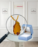 18K Gold Necklace with 28.67gram Amber Stone