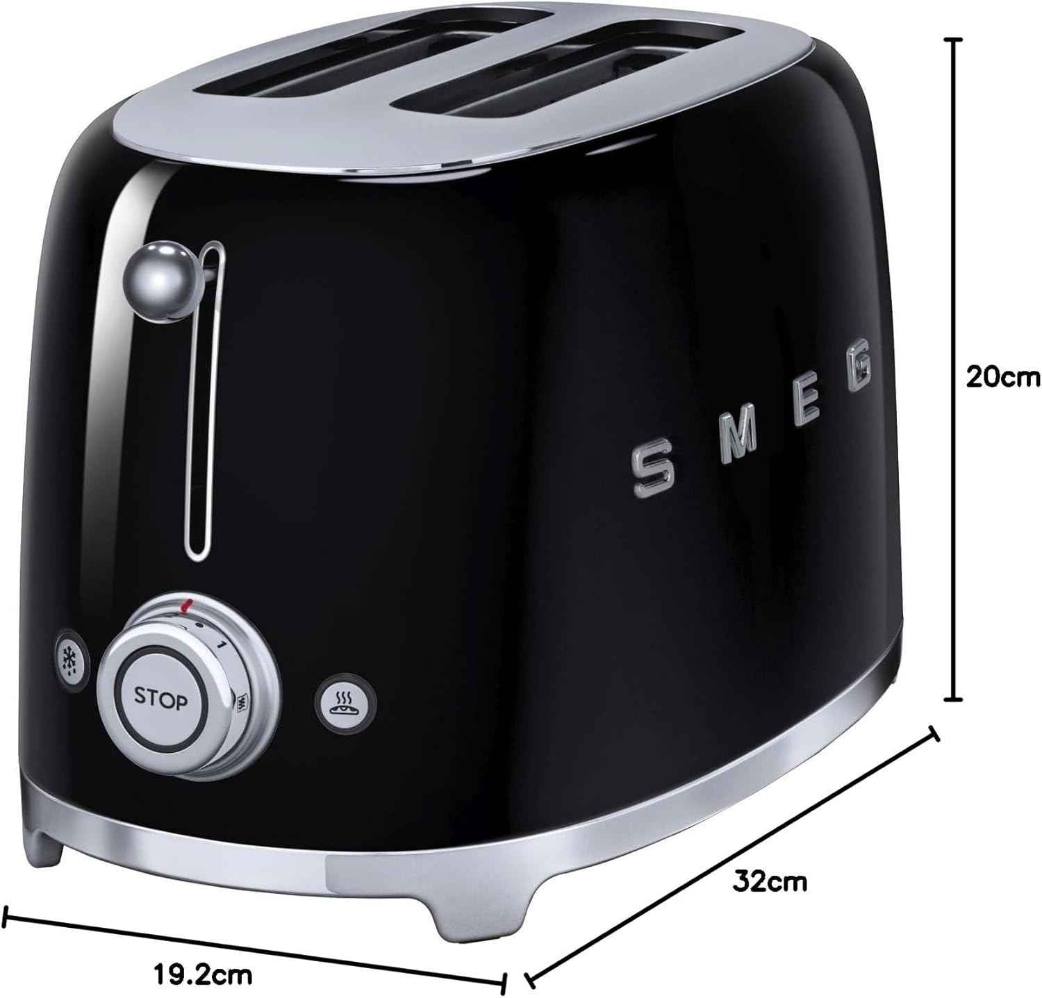 Smeg TSF01BLUK Retro Style 2 Slice Toaster Black Secondary image