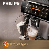 Philips Series 4300 EP4346/70 - Fully Automatic Espresso Machine, 8 Beverages, 1.8L, 5 Aroma Stength Settings, Aquaclean Filter, LatteGo Feature, Black