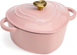 Paris Hilton Enameled Cast Iron Dutch Oven Heart-Shaped Pot with Lid, 2-Quart, Pink