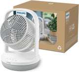 Philips Table Fan Series 2000, Powerful & Ultra-Quiet with SilentWings Technology, 23 db Air Circulator, Adjustable Tilt 180 degrees, 12h timer, for Bedroom, Home and Office, White (CX2050/00)