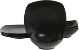 Gibson Home 136823.08R Zen Buffet Matte Porcelain Plates and Bowls Dinnerware 8pcs Set Blac Service For 4