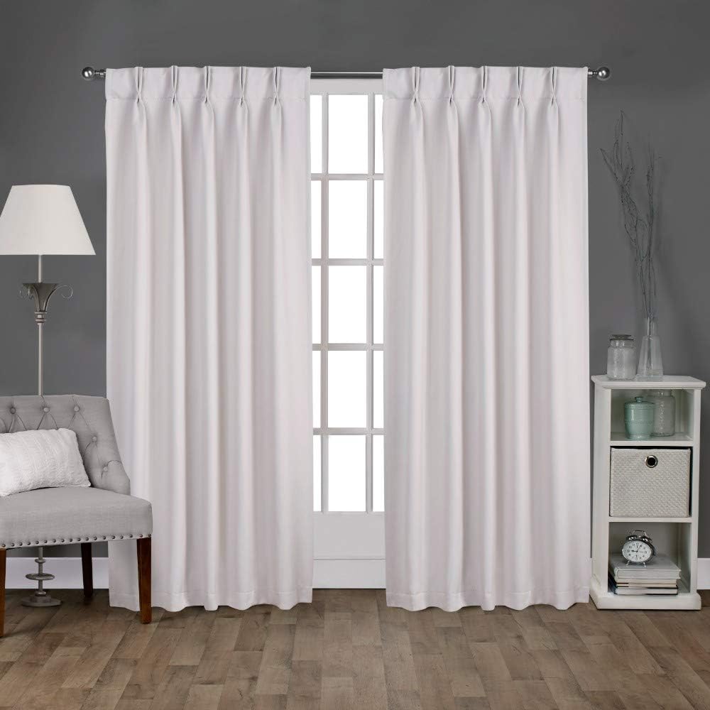 Exclusive Home Sateen Twill Woven Room Darkening Blackout Pinch Pleat Hidden Tab Top Curtain Panel Pair 96in Length Vanilla Main image