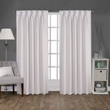 Exclusive Home Sateen Twill Woven Room Darkening Blackout Pinch Pleat Hidden Tab Top Curtain Panel Pair 96in Length Vanilla