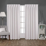 Exclusive Home Sateen Twill Woven Room Darkening Blackout Pinch Pleat/Hidden Tab Top Curtain Panel Pair, 108" Length, Vanilla