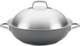 Anolon Accolade Forged Hard Anodized Nonstick Wok/Stir Fry Pan with Lid, 13.5 Inch - Moonstone Gray