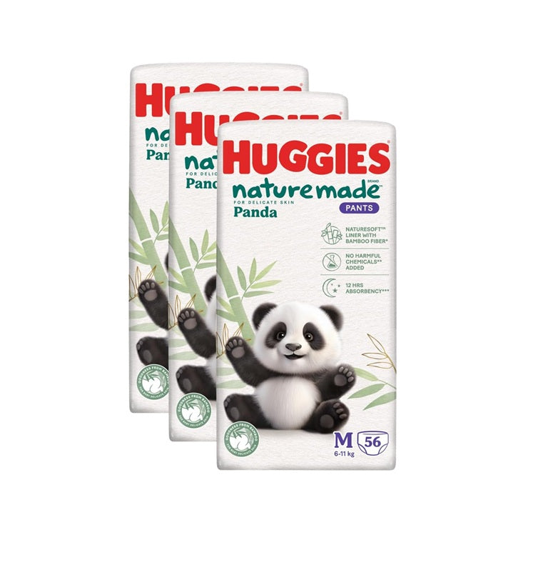 Huggies Naturemade Panda Pants M, 56 count (Pack of 3)