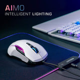 ROCCAT Kone AIMO Remastered PC Gaming Mouse, Optical, RGB Backlit Lighting, 23 Programmable Keys, Onboard Memory, Palm Grip, Owl Eye Sensor, Ergonomic, LED Illumination, Adjustable to 16,000 DPI-White