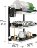 junyuan Hanging Dish Drying Rack Wall Mount Dish Drainer 3 Tier