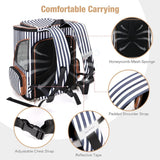 Lekereise Large Cat Backpack Expandable Pet Backpack Carrier For Small Medium Dogs Cats Striped