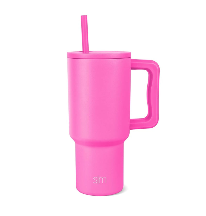 Simple Modern 30 oz Tumbler with Handle and Straw Lid | Insulated Cup Reusable Stainless Steel Water Bottle Travel Mug Cupholder Friendly | Gifts for Women Him Her | Trek Collection | Raspberry Vibes