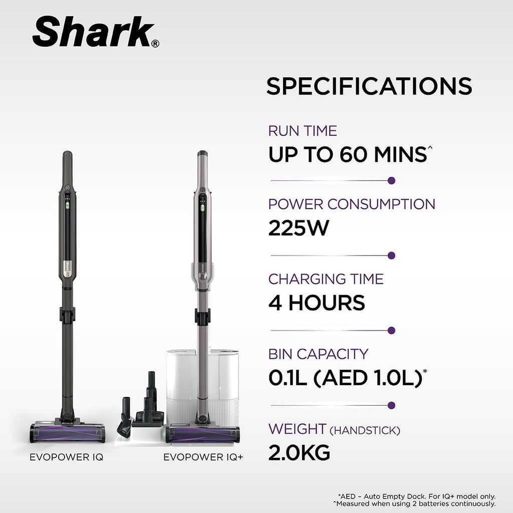 Shark EvoPower System IQ and IQ Cordless Vacuums Smart iQ PRO with Auto Dirt Detect Auto Empty Convenience Strong Suction Power and Ultralight at 2kg Shark CS851SMMVAE