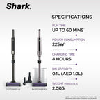 Shark EvoPower System IQ and IQ Cordless Vacuums Smart iQ PRO with Auto Dirt Detect Auto Empty Convenience Strong Suction Power and Ultralight at 2kg Shark CS851SMMVAE