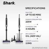Shark EvoPower System IQ and IQ Cordless Vacuums Smart iQ PRO with Auto Dirt Detect Auto Empty Convenience Strong Suction Power and Ultralight at 2kg Shark CS851SMMVAE