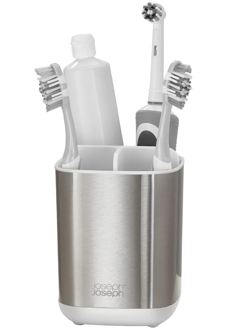 Joseph Joseph 70530 EasyStore Steel Toothbrush Caddy White Small Stainless Steel Secondary image
