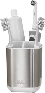 Joseph Joseph 70530 EasyStore Steel Toothbrush Caddy White Small Stainless Steel