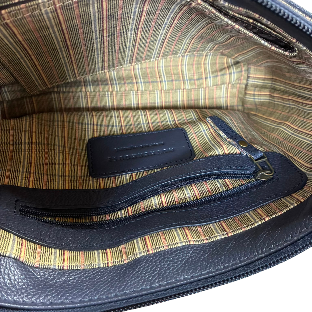 Motherhouse Shoulder Bag Navy Blue Pebbled Leather