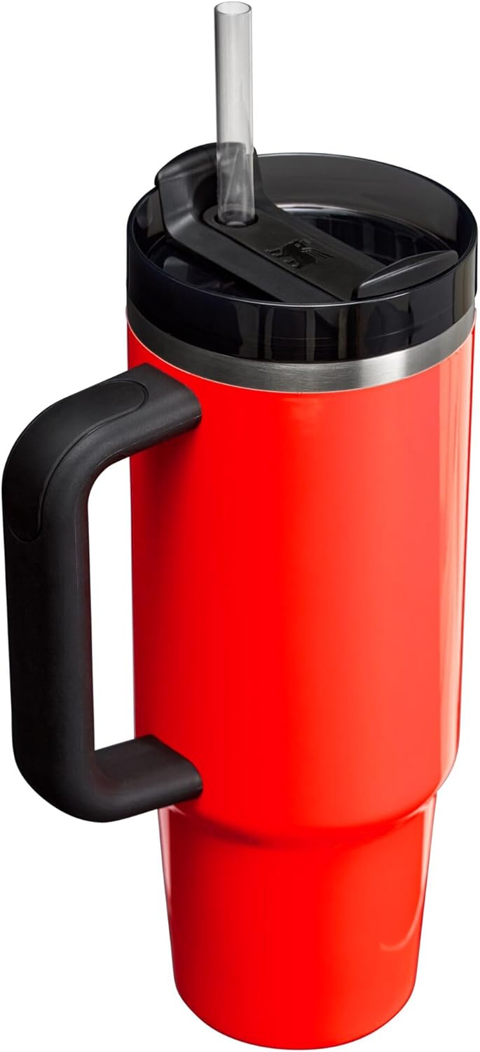 Stanley Quencher H2.0 FlowState Stainless Steel Vacuum Insulated Tumbler With Lid And Straw Neon Orange 40oz Secondary image