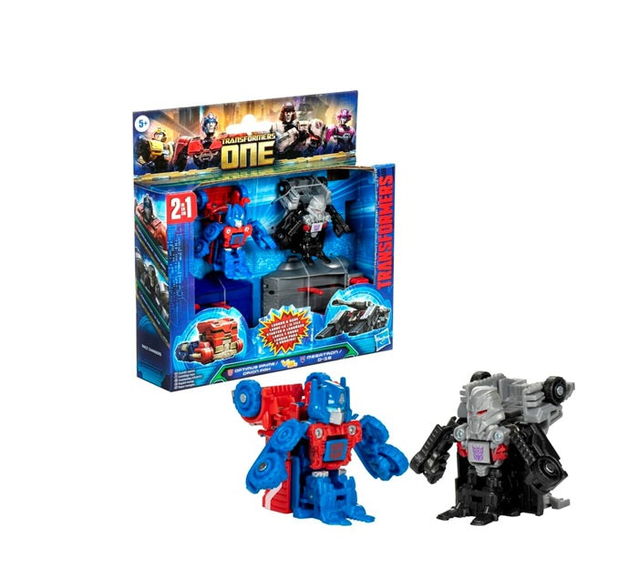 Transformers One Race Changers 2-Pack, Optimus Prime (Orion Pax) & Megatron (D-16) 1.5-Inch Robot Action Figures, Interactive Toys for Boys and Girls