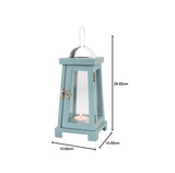 Stonebriar Coastal Worn Blue Wooden Tea Light Candle Lantern with Handle