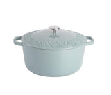 Spice by Tia Mowry Savory Saffron 6Qt Cast Iron Dutch Oven w/Embossed Lid - Aqua Blue