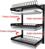 junyuan Hanging Dish Drying Rack Wall Mount Dish Drainer 3 Tier
