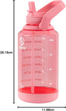 Takeya 64oz Motivational Water Bottle With Straw Lid With Time Marker Half Gallon Premium Quality BPA Free Tritan Plastic, Flutter Pink
