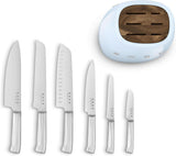 Smeg Pastel Blue Stainless Steel Knife Block Set