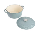 Spice by Tia Mowry Savory Saffron 6Qt Cast Iron Dutch Oven w/Embossed Lid - Aqua Blue