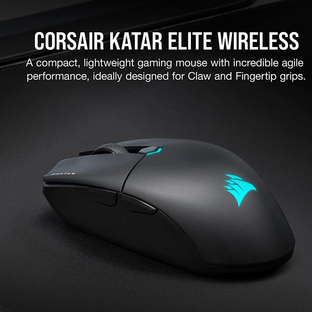 CORSAIR CH931C111AP iCUE KATAR Elite Wireless Gaming Mouse Lightweight Mouse With Detachable Cable