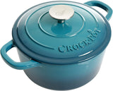 CrockPot Artisan Round Enameled Cast Iron Dutch Oven 3Quart Gradient Teal