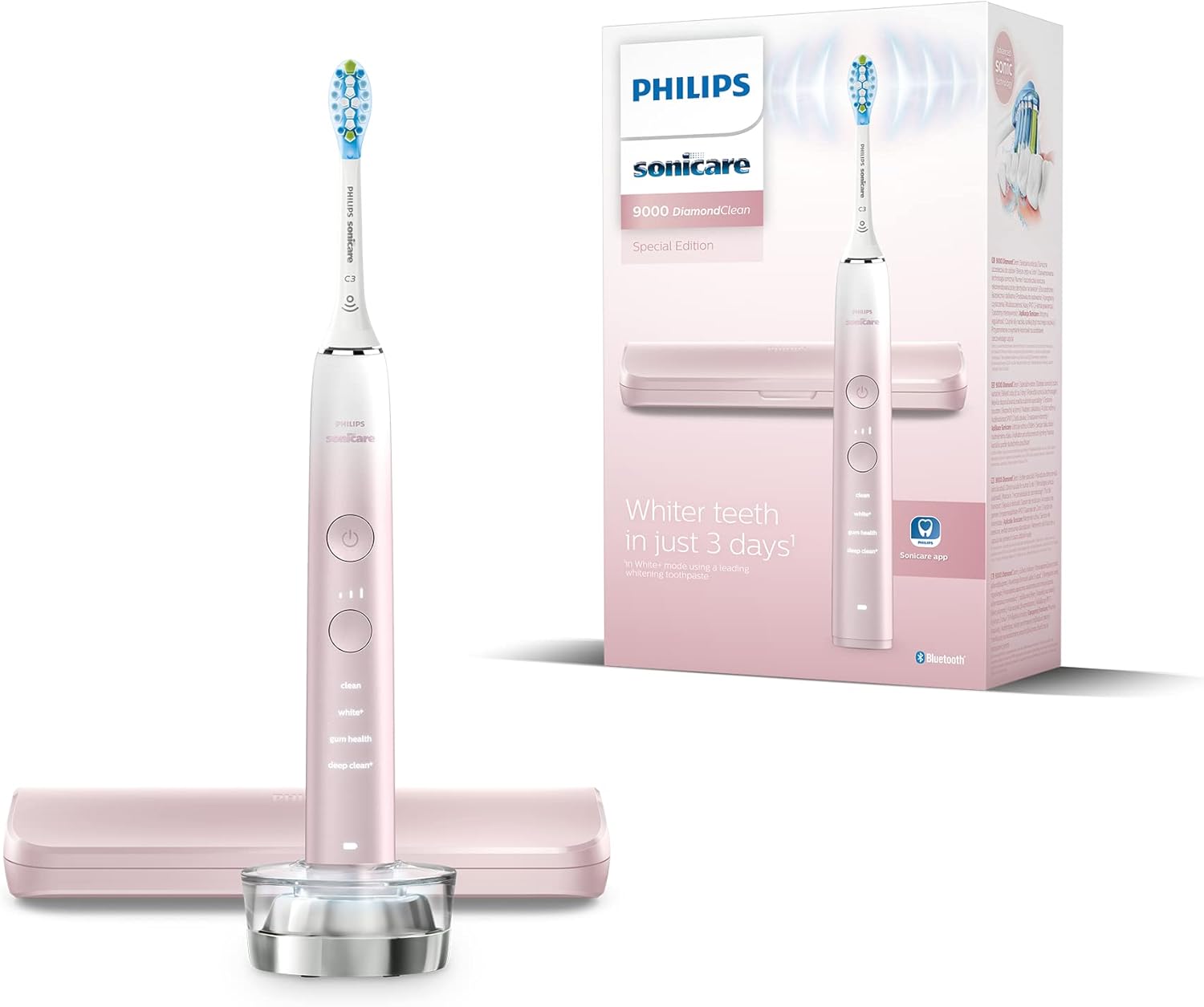 Philips Hx9911/84 Sonicare Diamond Clean 9000 Series, Power Electric Tooth Brush, Pink, 1 Count, Pack of 1