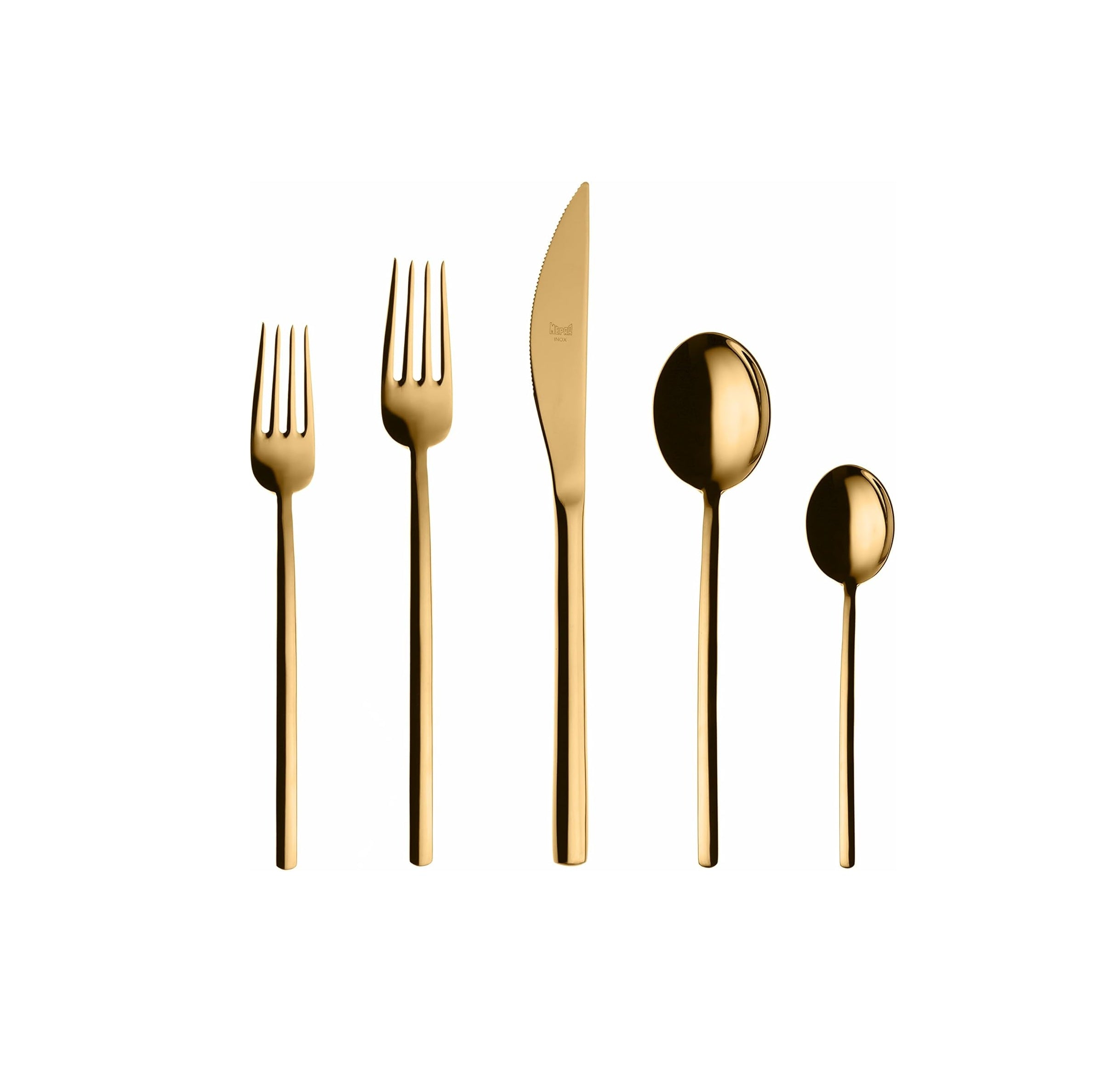 MEPRA 108822005 Due Ice Gold 5-Piece Durable 18/10 Stainless Steel American Style Flatware Cutlery Set, Service for 1 Main image