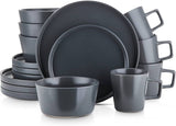 Stone Lain Coupe Stoneware Dinnerware Set, Service for 4, Gray Matte