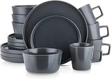 Stone Lain Coupe Stoneware Dinnerware Set, Service for 4, Gray Matte