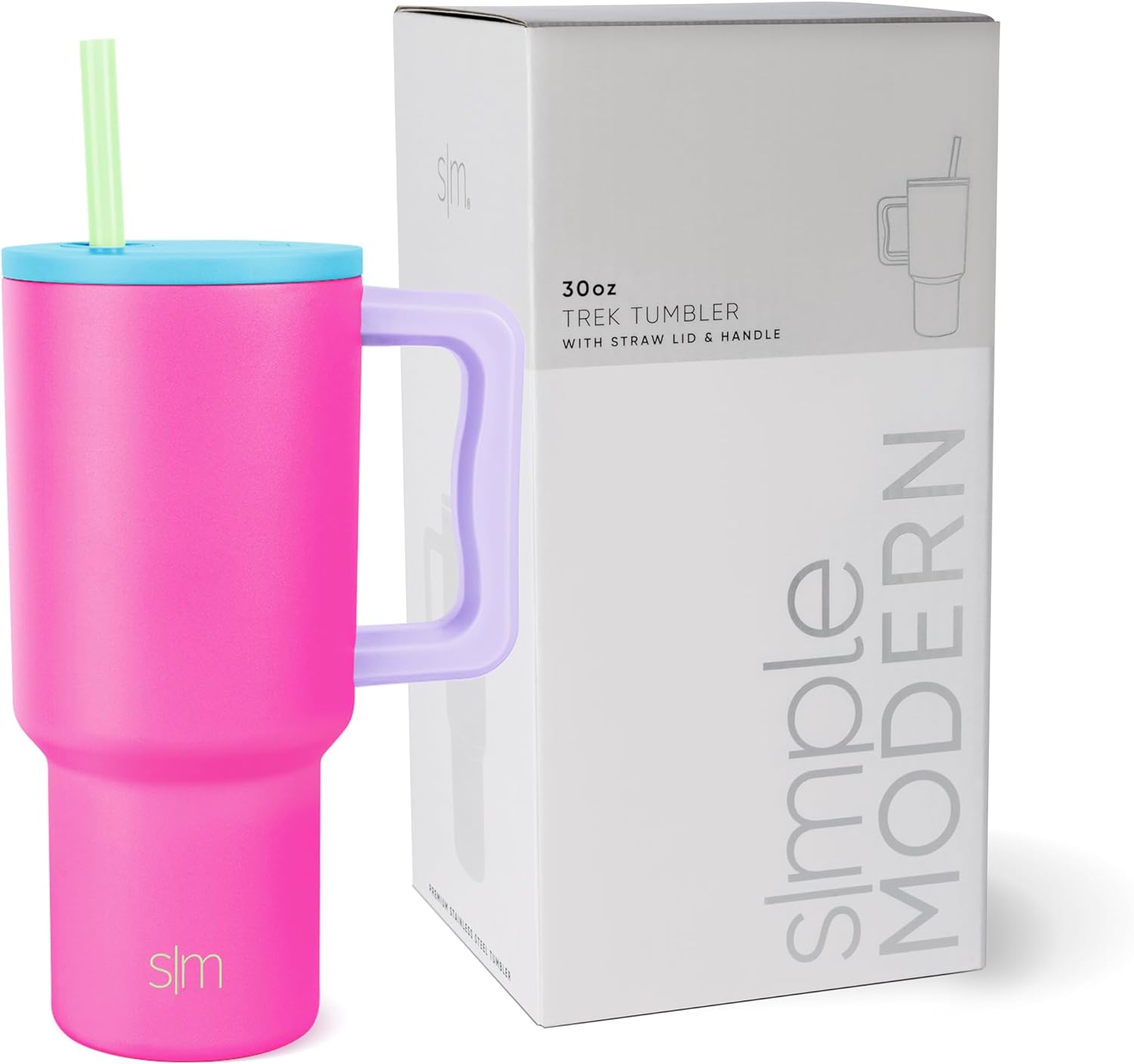 Simple Modern 30 oz Tumbler with Handle and Straw Lid | Insulated Cup Reusable Stainless Steel Water Bottle Travel Cupholder Friendly | Gifts for Women Him Her | Trek Collection | 80s Mix